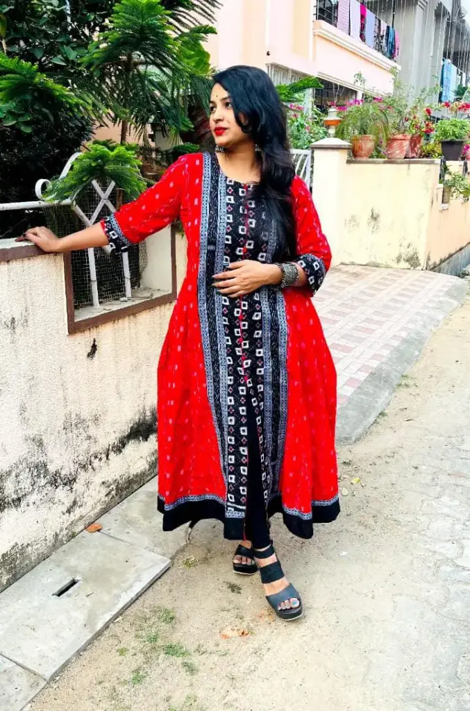 Red with black gown
