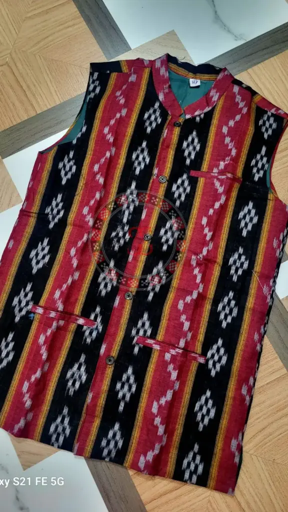 Black Sambalpuri Ikat Nehru Jacket