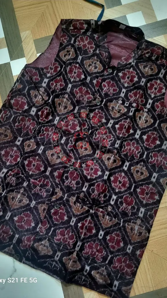 Black Sambalpuri Ikat Nehru Jacket