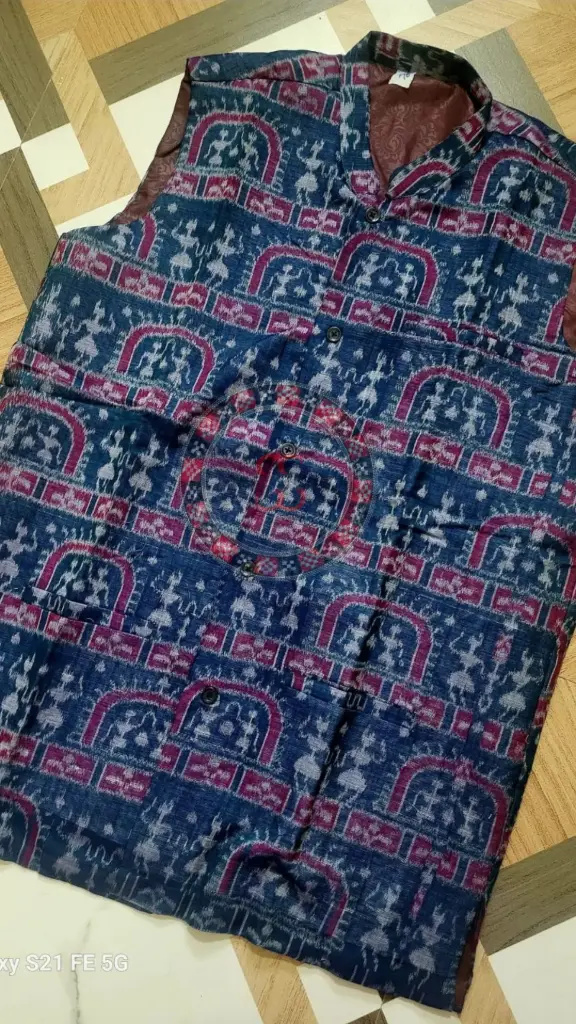 Blue Sambalpuri Ikat Nehru Jacket