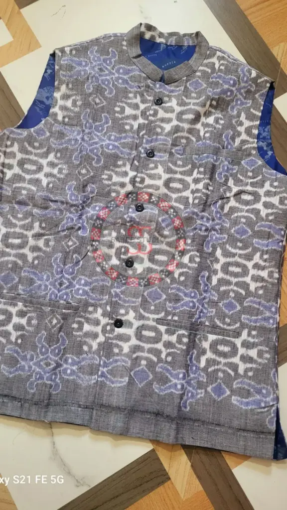 Gray Sambalpuri Ikat Nehru Jacke