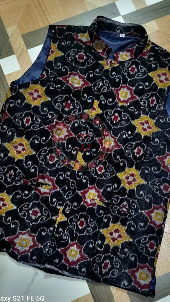Black Sambalpuri Ikat Nehru Jacke