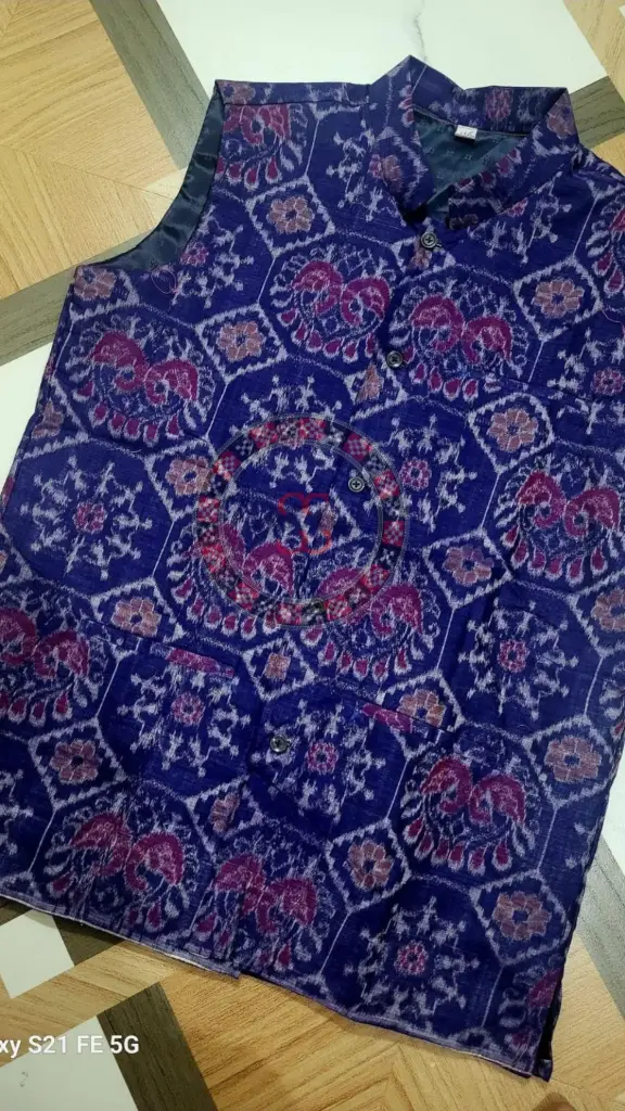 Blue Sambalpuri Ikat Nehru Jacke