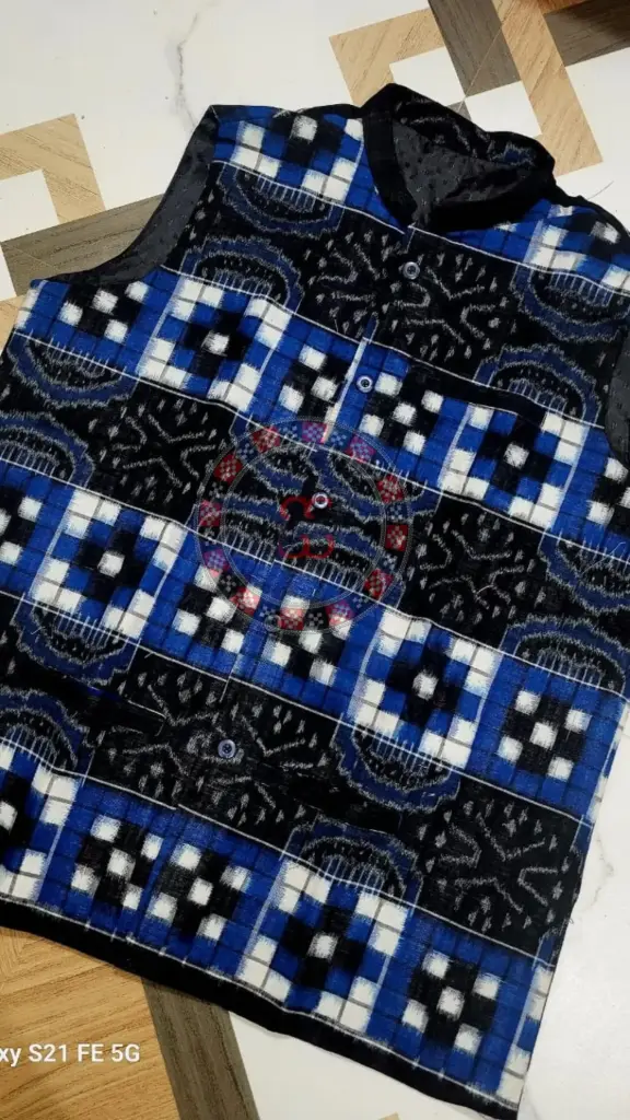 Blue Sambalpuri Ikat Nehru Jacke