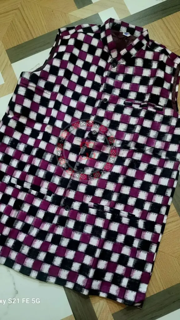 Black Sambalpuri Ikat Nehru Jacke