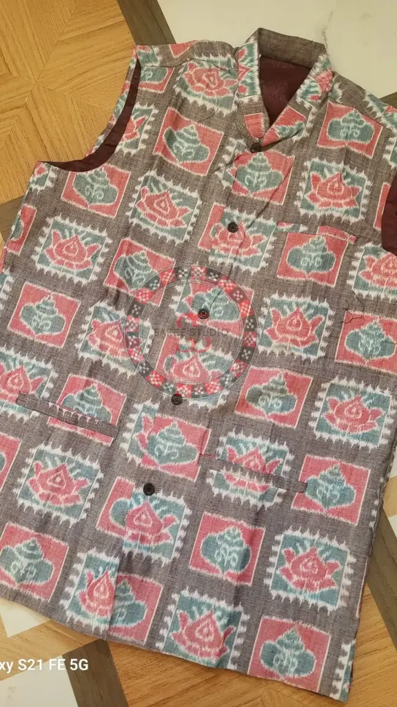 Gray Sambalpuri Ikat Nehru Jacke