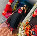 Black and red gown