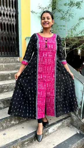 Pink with black gown