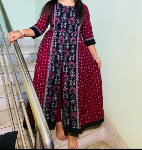 Maroon with black gown