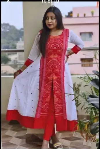 Red and white gown