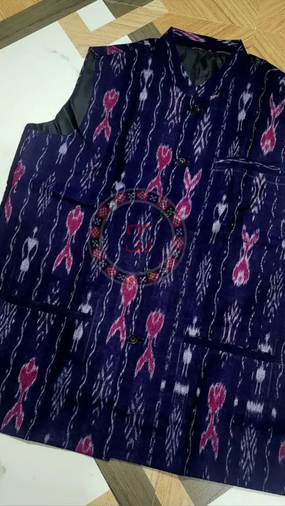 Navy Blue Sambalpuri Ikat Jacket