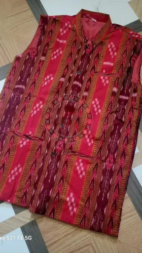 Maroon Sambalpuri Ikat Nehru Jacket