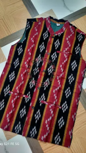 Black Sambalpuri Ikat Nehru Jacket