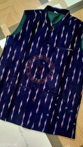 Purple Sambalpuri Ikat Nehru Jacket