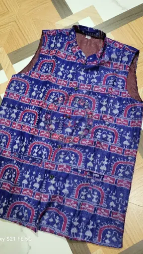 Blue Sambalpuri Ikat Nehru Jacket