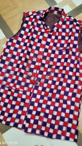 Red Sambalpuri Ikat Nehru Jacke