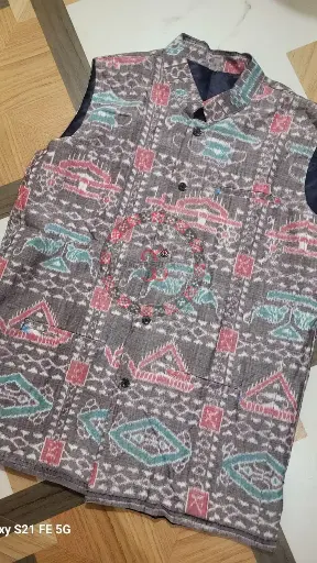 Gray Sambalpuri Ikat Nehru Jacke