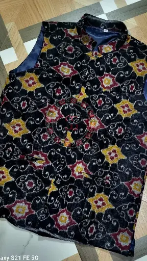 Black Sambalpuri Ikat Nehru Jacke