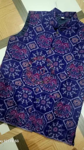 Blue Sambalpuri Ikat Nehru Jacke