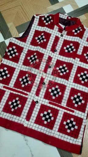 Maroon Sambalpuri Ikat Nehru Jacke