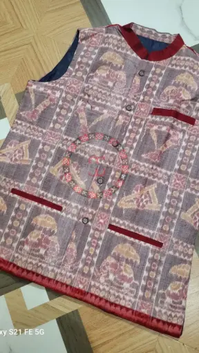 Gray Sambalpuri Ikat Nehru Jacke