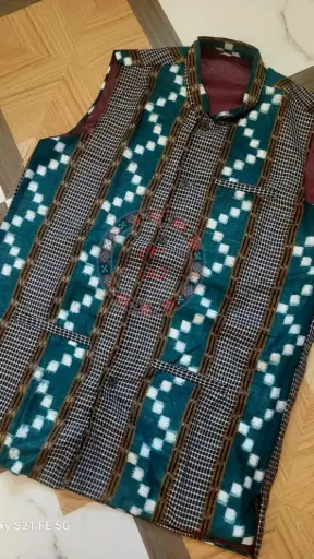Blue Sambalpuri Ikat Nehru Jacke