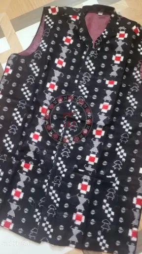 Black Sambalpuri Ikat Nehru Jacke