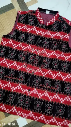 Black Sambalpuri Ikat Nehru Jacke