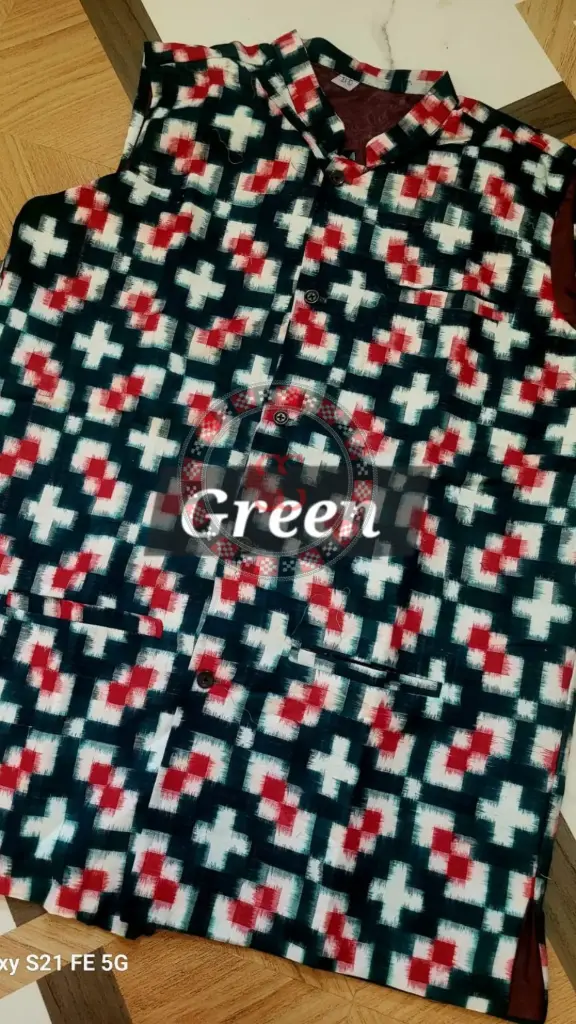 Black Sambalpuri Ikat Nehru Jacke