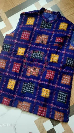 Purple Sambalpuri Ikat Nehru Jacke