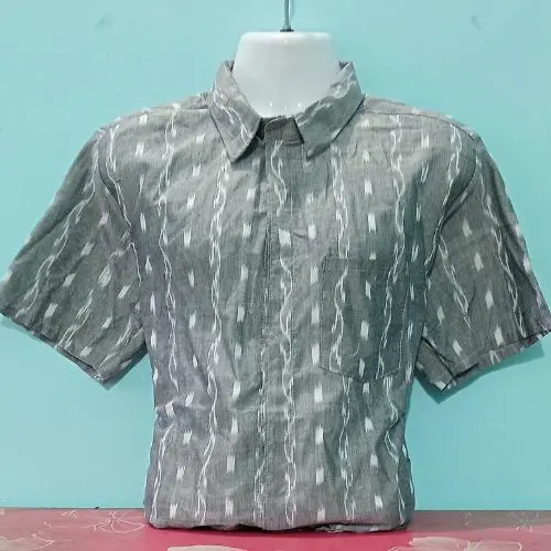 Gray Sambalpuri Ikat Half Shirt – Cotton