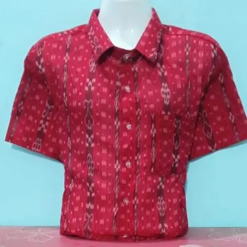 Red Sambalpuri Ikat Half Shirt – Cotton