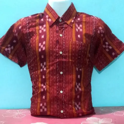 Maroon Sambalpuri Ikat Half Shirt – Cotton