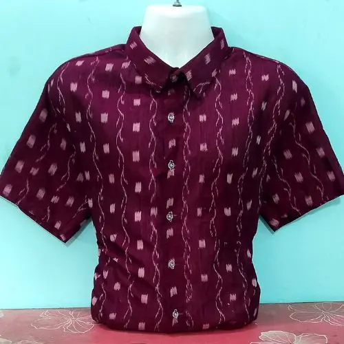 Purple Sambalpuri Ikat Half Shirt – Cotton