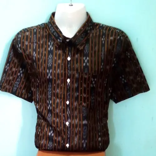 Brown Sambalpuri Ikat Half Shirt – Cotton