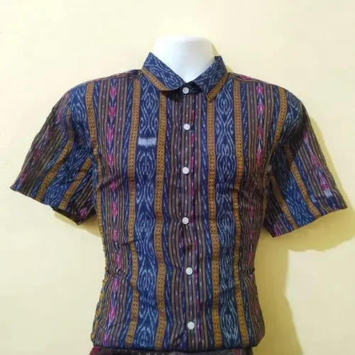 Blue Sambalpuri Ikat Half Shirt – Cotton
