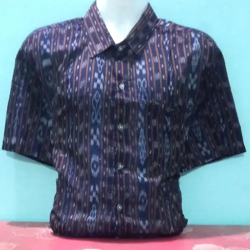 Blue Sambalpuri Ikat Half Shirt – Cotton