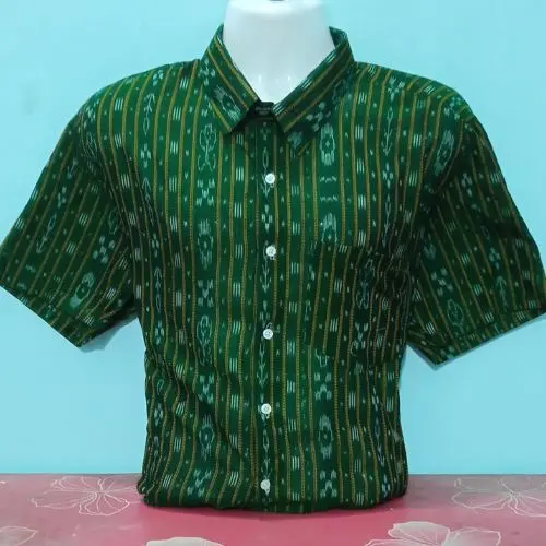 Green Sambalpuri Ikat Half Shirt – Cotton