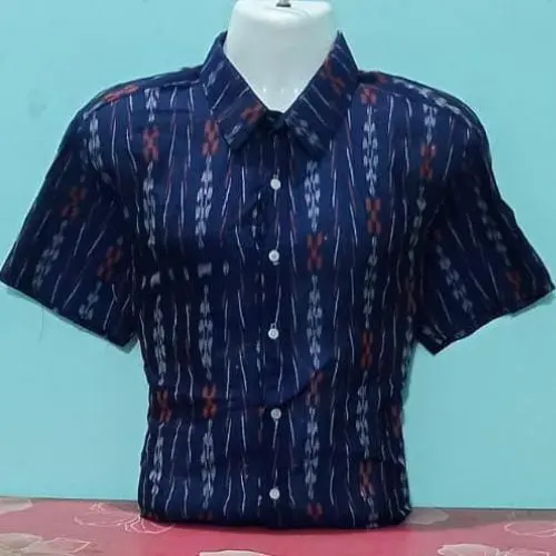 Blue Sambalpuri Ikat Half Shirt – Cotton