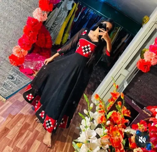 Black and red gown